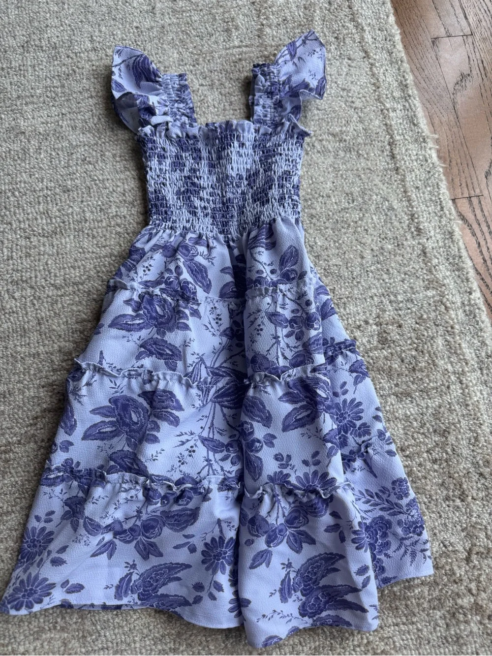 Hill House Lilac Floral Smocked Sundress with Navy Print - Picture 2 of 3